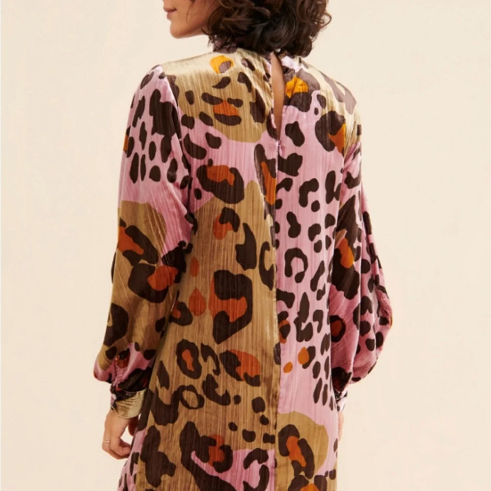 Anthropologie Layla Leopard Velvet Mini Dress - Picture 2 of 8
